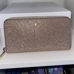 Kate Spade rose gold glitter wallet